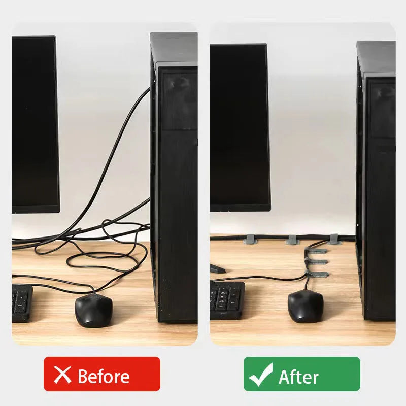 Reusable Cable Organiser Straps - Self-Adhesive Wire Ties for Desk Management