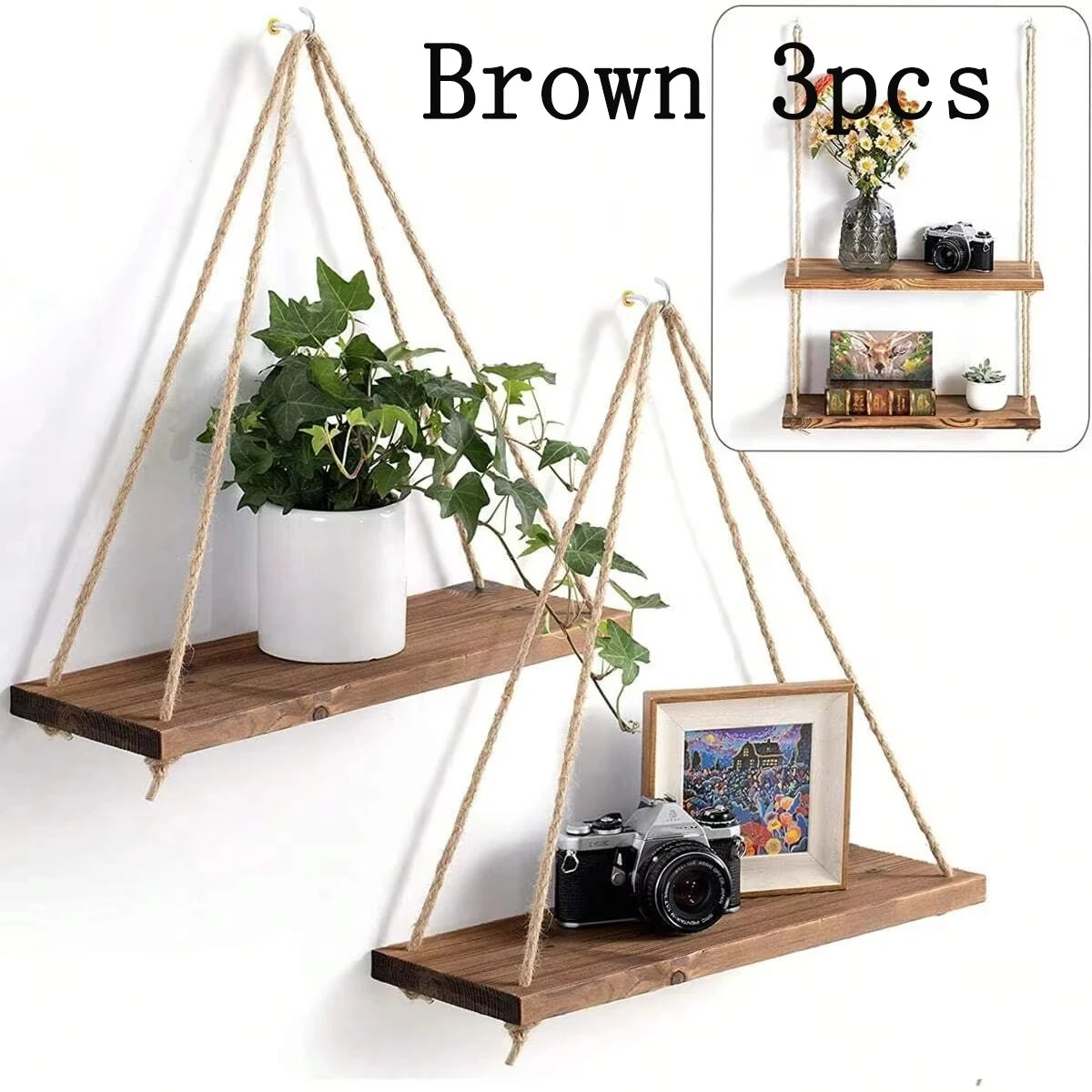 Wellnest Rope Wooden Shelf