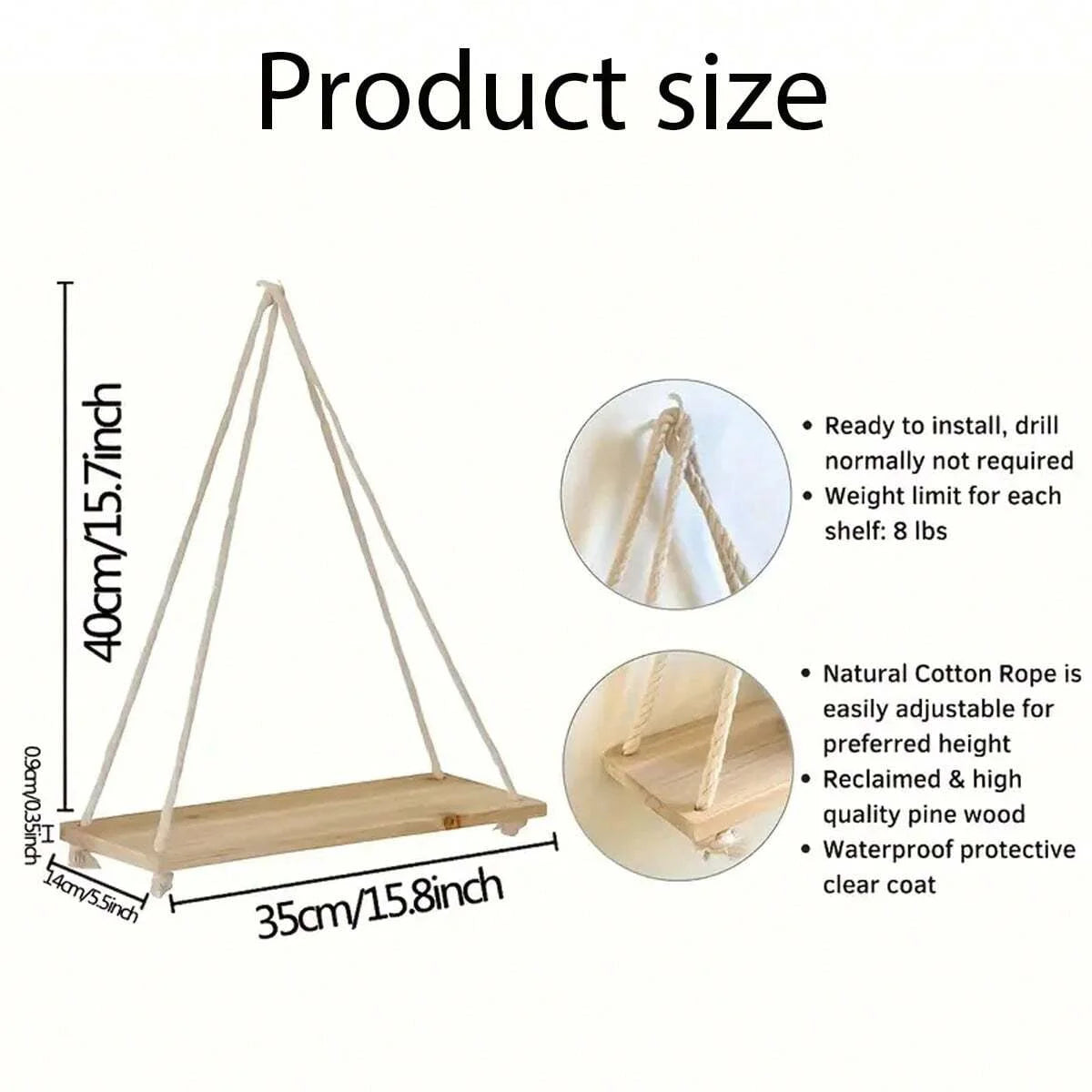 Wellnest Rope Wooden Shelf