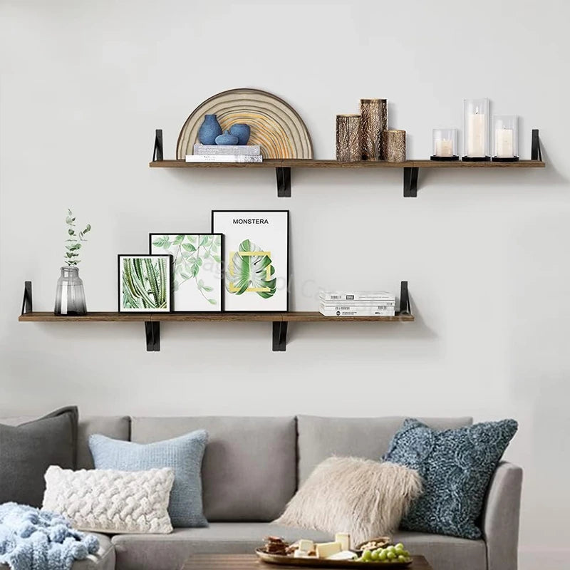 Wellnest Rustic Floating Wooden Shelves