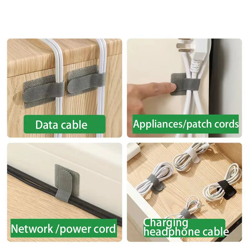 Reusable Cable Organiser Straps - Self-Adhesive Wire Ties for Desk Management