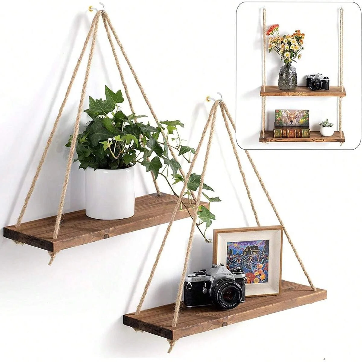 Wellnest Rope Wooden Shelf