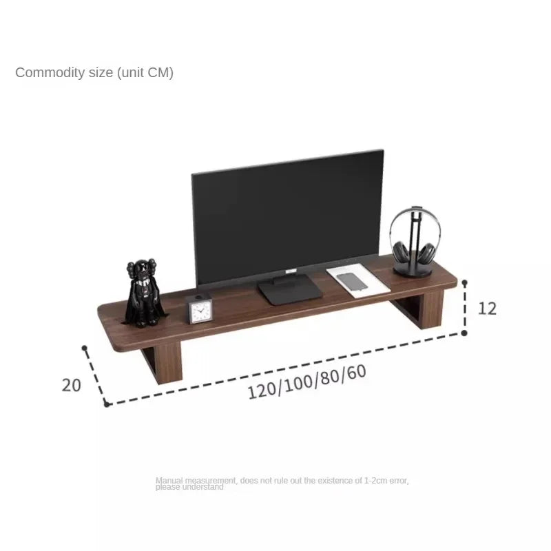 Nordic Screen Support Stand Simple Walnut Color Office Laptop Cooling Solid Wood Storage Holder